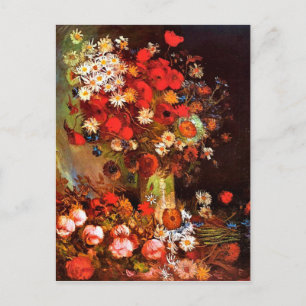 Van Gogh - Vase with Poppies, Cornflowers, Peonies Vykort