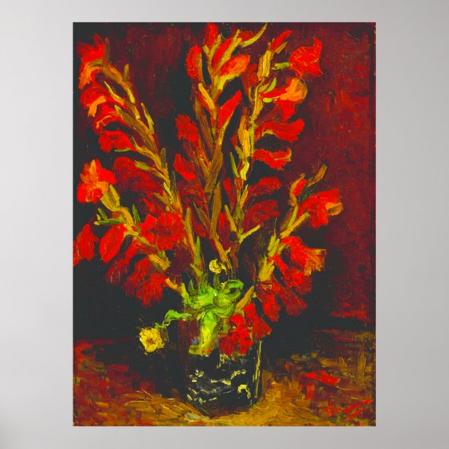 Van Gogh Vase with Red Gladioli Poster (Framsidan)