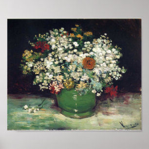 Van Gogh - vasen med Zinnias och annan blommar Poster