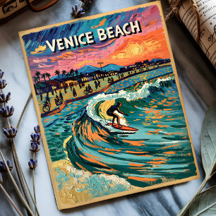 Van Gogh Venice Beach Surfa California Retro Trave Vykort