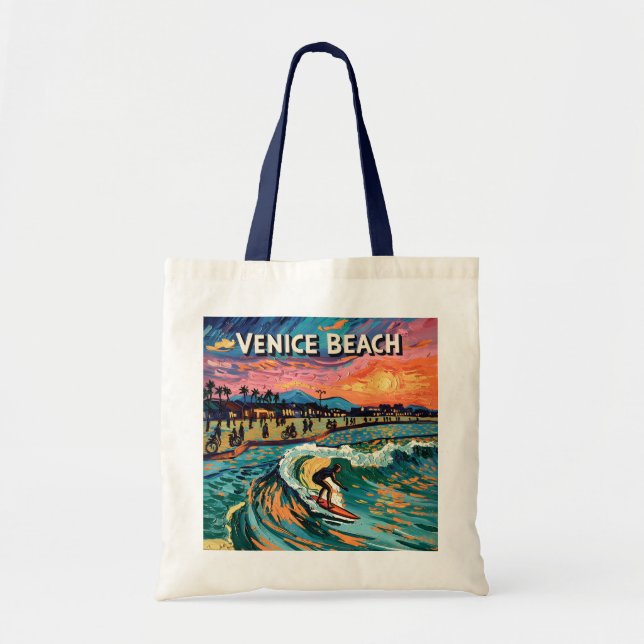 Van Gogh Venice Beach Surfing California Retro Tygkasse (Framsidan)