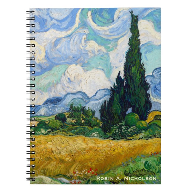 Van Gogh vetefält med Cypressespersonlig Anteckningsbok (Framsidan)