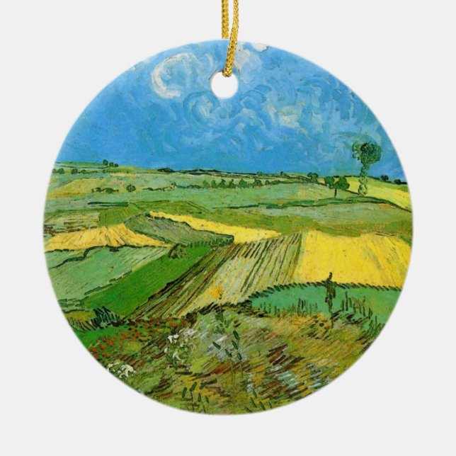 Van Gogh Vetefält vid Auvers under mulen himmel Julgransprydnad Keramik (Framsidan)