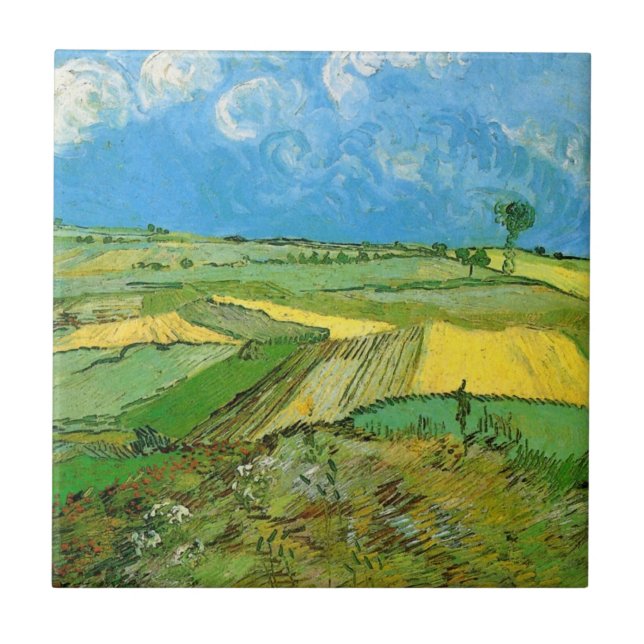 Van Gogh Vetefält vid Auvers under mulen himmel Kakelplatta (Framsidan)
