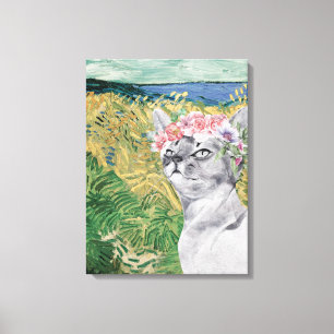 Van Gogh Vetfält och Exotisk Katt Canvastryck