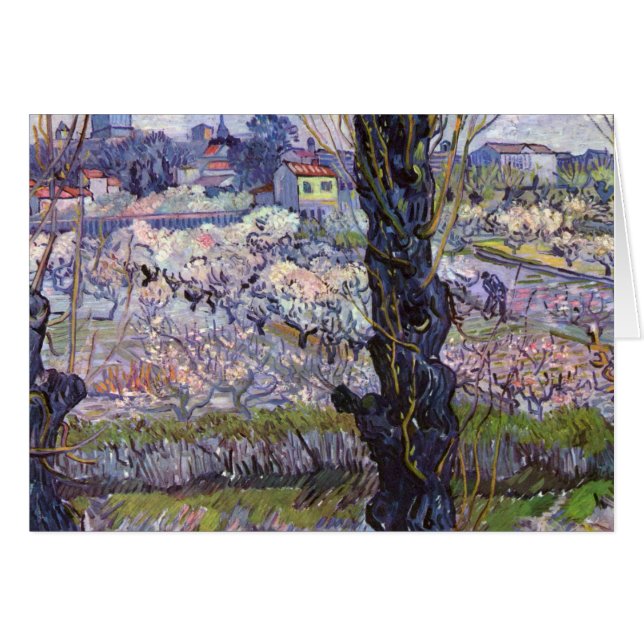 Van Gogh View Arles blommande trädgård Hälsningskort (Framsidan Horizontal)