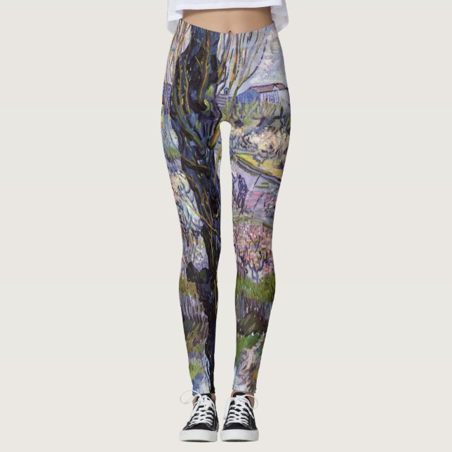 Van Gogh View Arles Blommande Trädgård Leggings (Framsida)