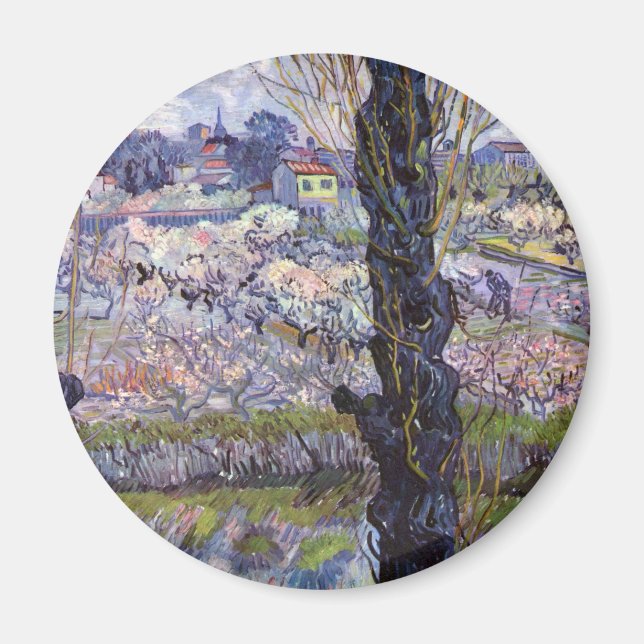 Van Gogh View Arles Blommande Trädgård Magnet (Framsidan)