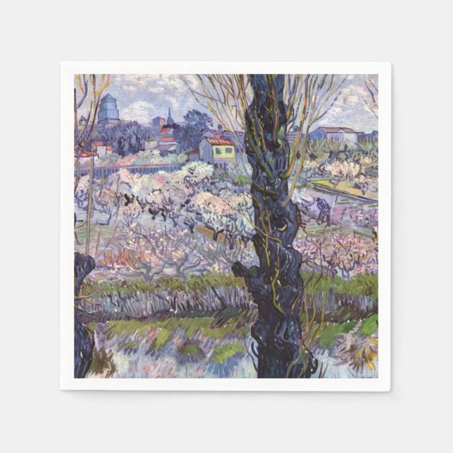 Van Gogh View Arles Blommande Trädgård Pappersservett (Framsidan)