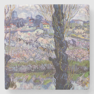 Van Gogh View Arles blommande trädgård Stenunderlägg
