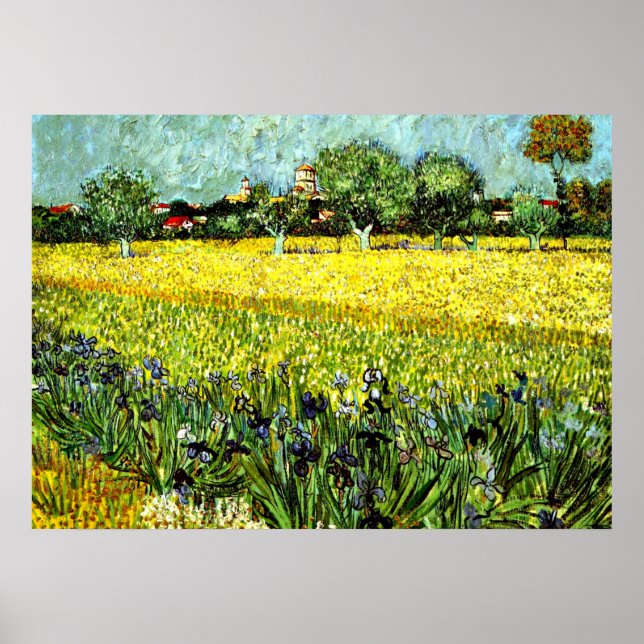 Van Gogh - View of Arles with Irises, 1888 Poster (Framsidan)