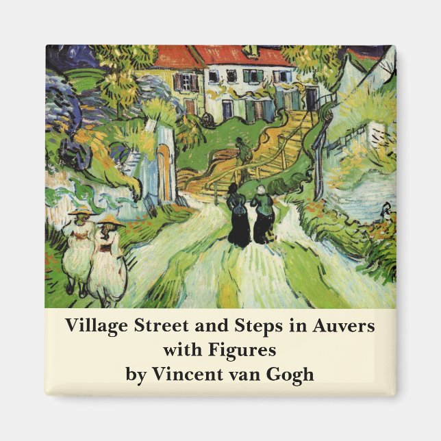Van Gogh Village Street och Steps Auvers, Figurer Magnet (Framsidan)
