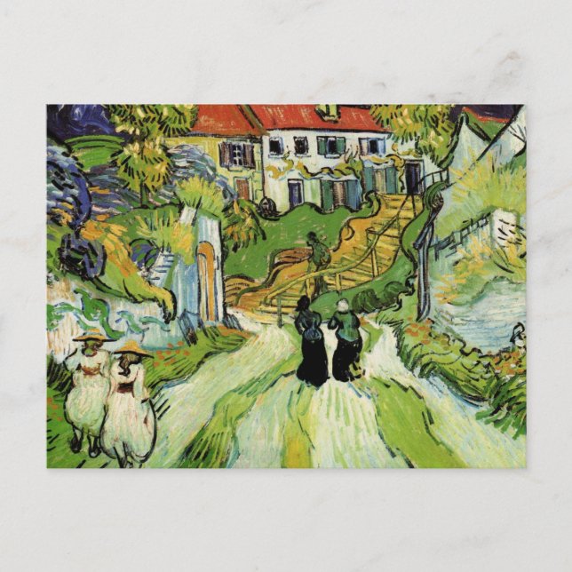 Van Gogh Village Street och Steps Auvers, Figurer Vykort (Framsida)