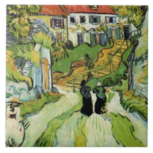 Van Gogh - Village Street och Steps in Auvers Kakelplatta
