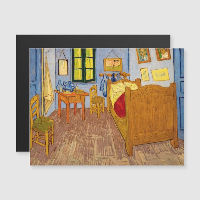 Van Gogh - Vincent's Bedroom Magnetic Card (Fram/baksida)