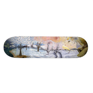 Van Gogh: Vintern landskap Old School Skateboard Bräda 18 Cm