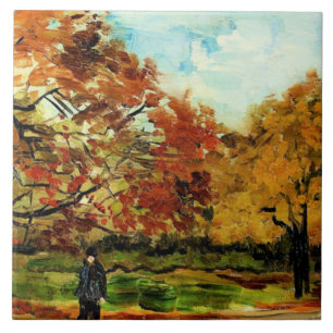 Van Gogh - Visa en park i Paris Kakelplatta