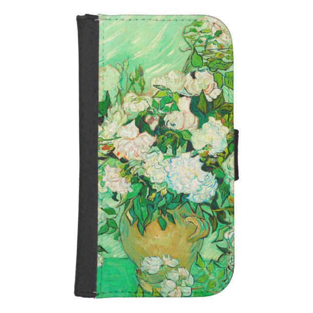 Van Gogh Vit ros Galaxy S4 Plånbok (Framsidan)