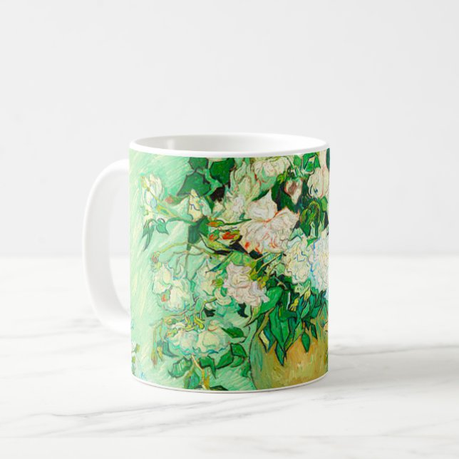 Van Gogh Vit ros Kaffemugg (Framsida vänster)