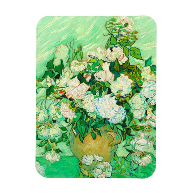 Van Gogh Vit ros Magnet (Vertikal)