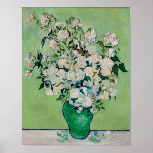 Van Gogh Vita Rosor - Smaragdvase Blommor Konst Poster