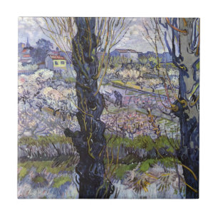 Van Gogh Vy över Arles blommande fruktträdgårdar K Kakelplatta