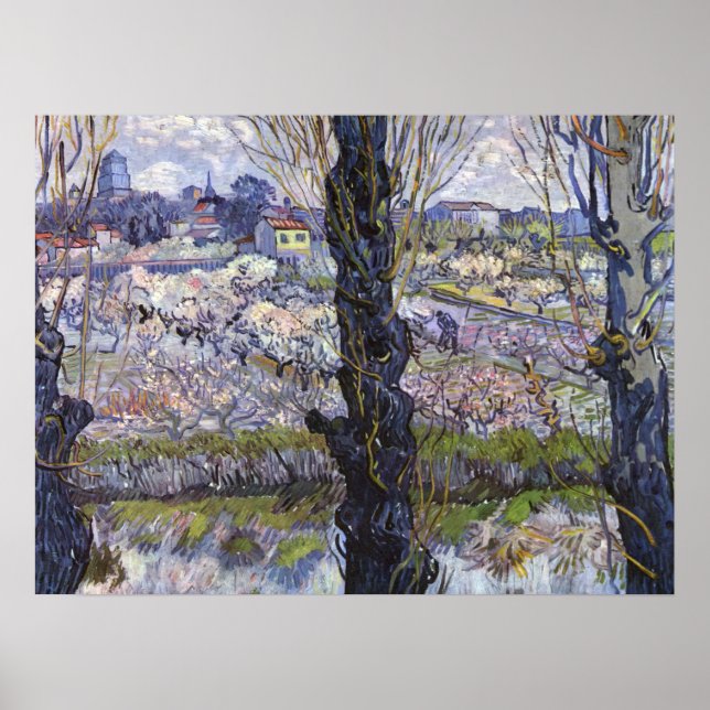 Van Gogh Vy över Arles blommande fruktträdgårdar K Poster (Framsidan)