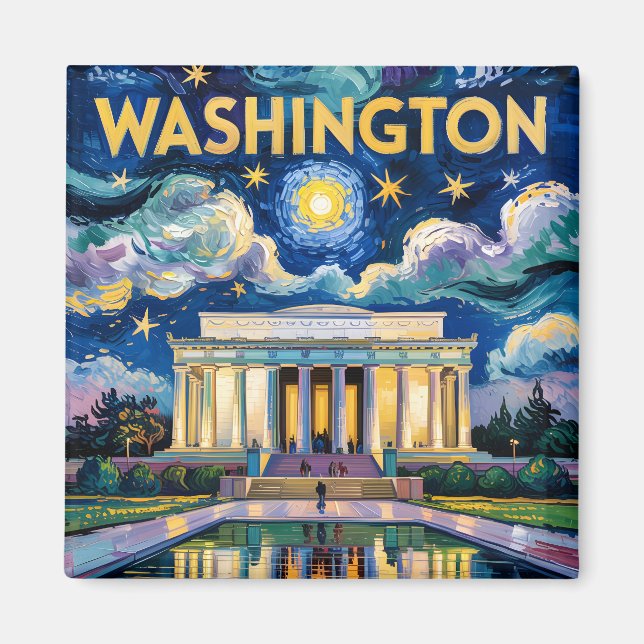 Van Gogh Washington DC Lincoln Memorial Travel Magnet (Framsidan)