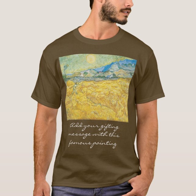 Van Gogh Wheat Anpassningsbar Message Birthday Gif T Shirt (Framsida)