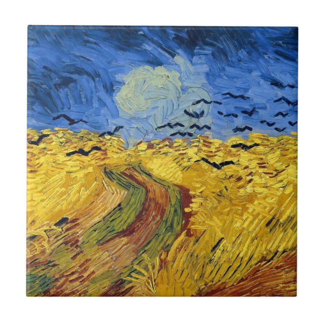 Van Gogh Wheat Fält imponsionist Painting Kakelplatta (Framsidan)