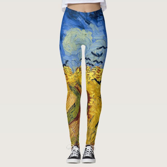 Van Gogh Wheat Fält imponsionist Painting Leggings (Framsida)