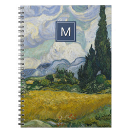 Van Gogh Wheat Fält med Cypresses Art Monogram Anteckningsbok