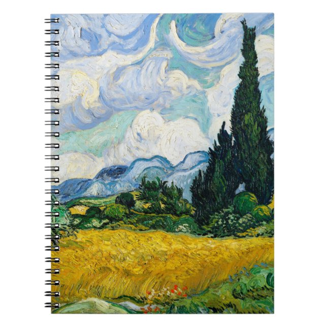 Van Gogh Wheat Fält med Cypresses. Impressionism Anteckningsbok (Framsidan)