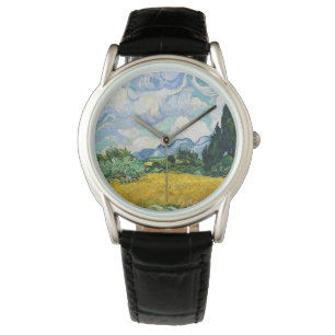Van Gogh Wheat Fält med Cypresses. Impressionism Armbandsur