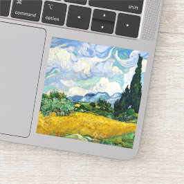 Van Gogh Wheat Fält med Cypresses. Impressionism Klistermärken
