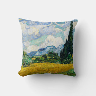 Van Gogh Wheat Fält med Cypresses. Impressionism Kudde