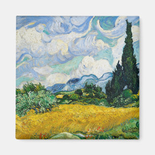 Van Gogh Wheat Fält med Cypresses. Impressionism Magnet