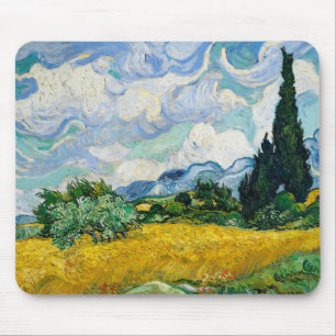 Van Gogh Wheat Fält med Cypresses. Impressionism Musmatta