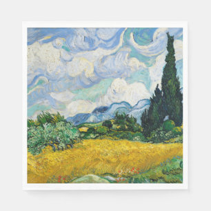 Van Gogh Wheat Fält med Cypresses. Impressionism Pappersservett