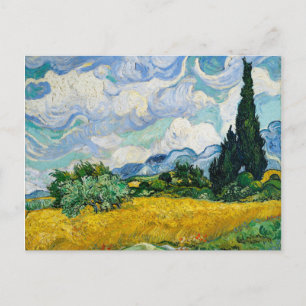 Van Gogh Wheat Fält med Cypresses. Impressionism Vykort