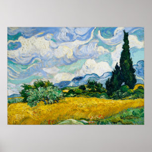 Van Gogh Wheat Fält med Cypresses Vintage Poster