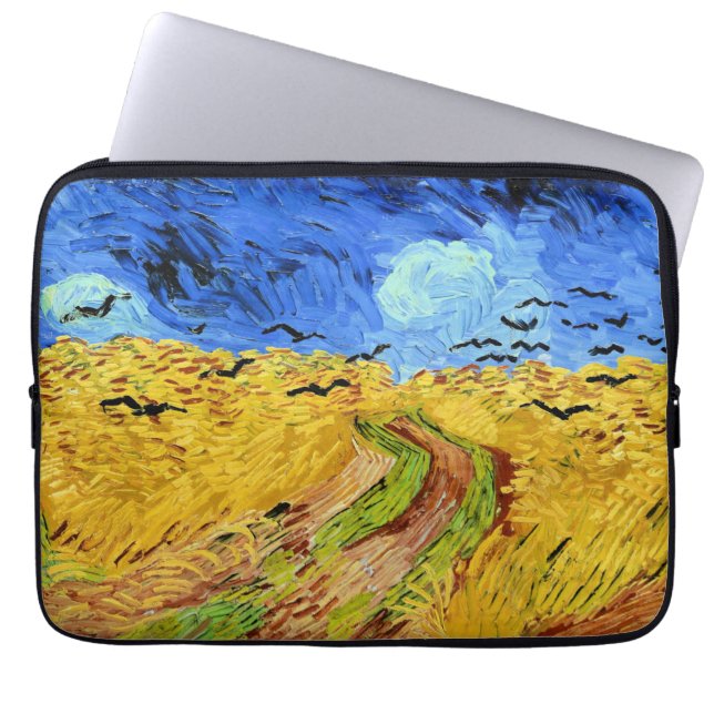 Van Gogh - Wheat Fält med Kråka Laptop Fodral (Framsidan)
