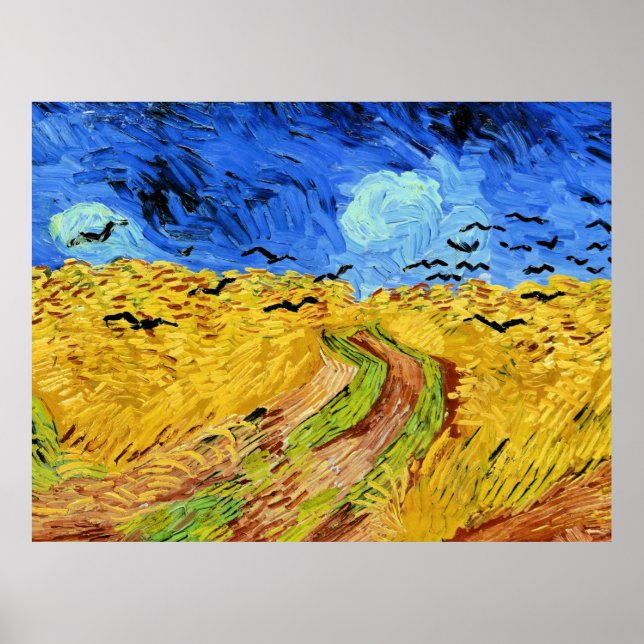 Van Gogh - Wheat Fält med Kråka Poster (Framsidan)