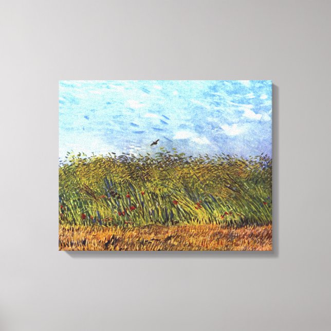 Van Gogh: Wheat Fält med Poppies och Lark Canvastryck (Framsida)