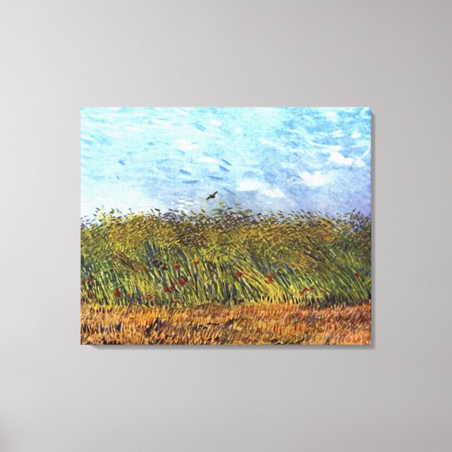 Van Gogh: Wheat Fält med Poppies och Lark Canvastryck (Framsida)