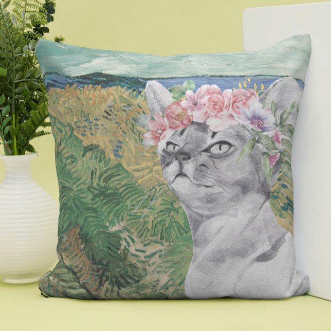 Van Gogh Wheat Fält och Finare Cat Kudde (Skapare uppladdad)