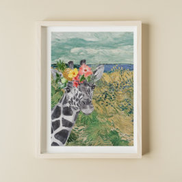 Van Gogh Wheat Fält och Giraffe Compilation Poster