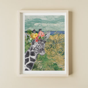Van Gogh Wheat Fält och Giraffe Compilation Poster