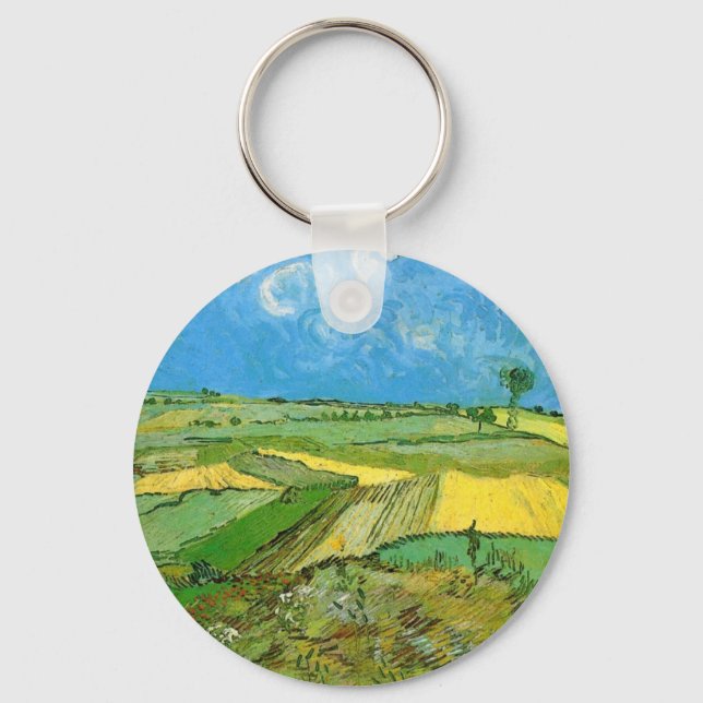 Van Gogh Wheat Fält vid Auvers under Clouded Himla Nyckelring (Framsida)