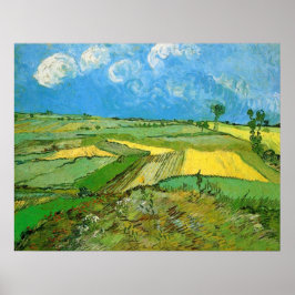 Van Gogh Wheat Fält vid Auvers under Clouded Himla Poster